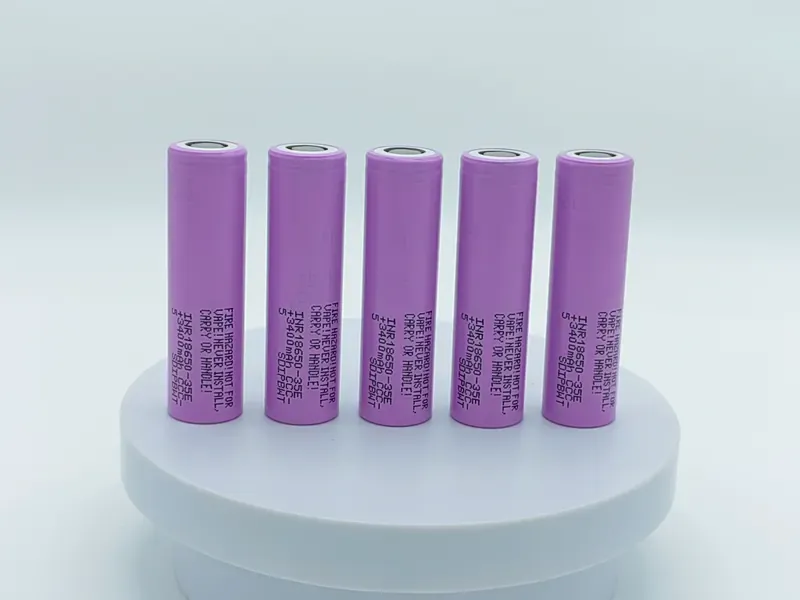 Purple lithium battery cell samples
