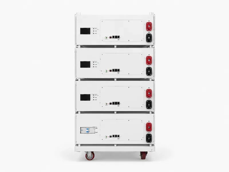 48V 200Ah server rack LiFePO4 battery system for high-temperature tolerant, long-life commercial ESS and solar storage projects, with multi-unit rack stack, terminals, and communication ports